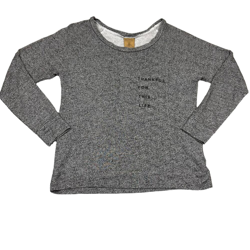 good hYOUman Women Gray Long Sleeve "Thankful‎ For This Life" Graphic Sweatshirt